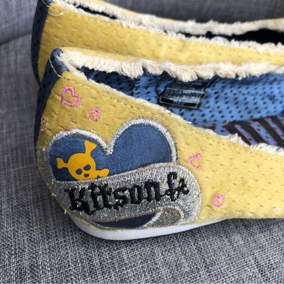 Vintage Y2K Kitson LA yellow velvet embellished ballet flats 8.5 - Picture 4 of 9